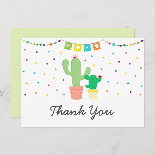 フィエスタサボテン赤ちゃんシャワーありがとう サンキューカード (正面/裏面)