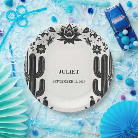 フィエスタサボラブイン開花メキシコブライダルシャワー ペーパープレート (パーティー)