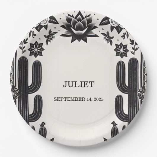 フィエスタサボラブイン開花メキシコブライダルシャワー ペーパープレート (正面)