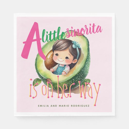 フィエスタシノリタベビーガールシャワーパティウェアピンク スタンダードランチョンナプキン (正面)