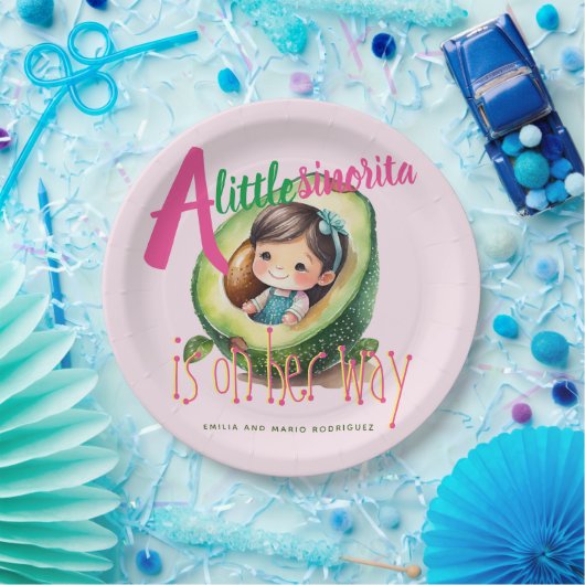 フィエスタシノリタベビーガールシャワーパティウェアピンク ペーパープレート (パーティー)