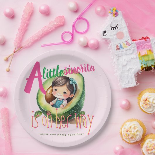 フィエスタシノリタベビーガールシャワーパティウェアピンク ペーパープレート (パーティー)