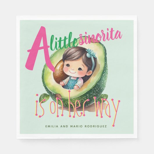 フィエスタシノリタベビーガールシャワーパティウェアミント スタンダードランチョンナプキン (正面)
