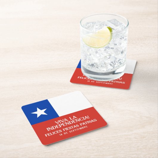 フィエスタス・パトリアス独立記念日チリ国旗 スクエアペーパーコースター (インサイチュ)