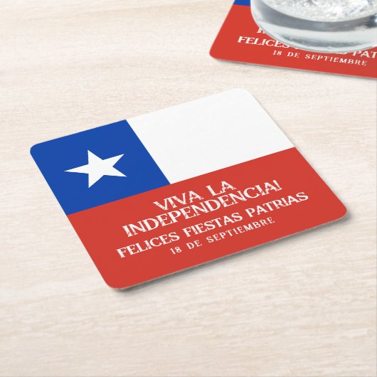 フィエスタス・パトリアス独立記念日チリ国旗 スクエアペーパーコースター (アングル)