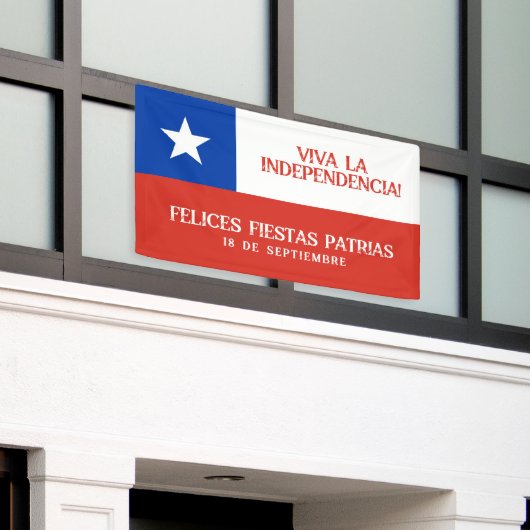 フィエスタス・パトリアス独立記念日チリ国旗 横断幕 (ビルの外側)