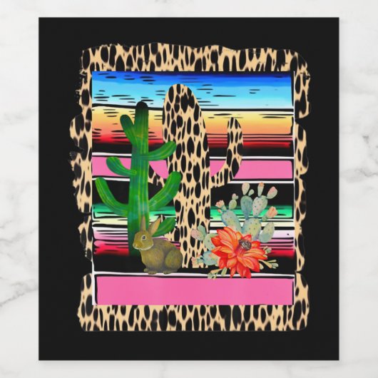 フィエスタセラプチータサボフラワーカクティウサギ ワインラベル (シングルラベル)