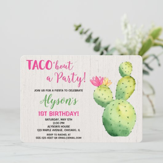 フィエスタタコのパーティー誕生日の女の子の招待 招待状 (スタンド正面)