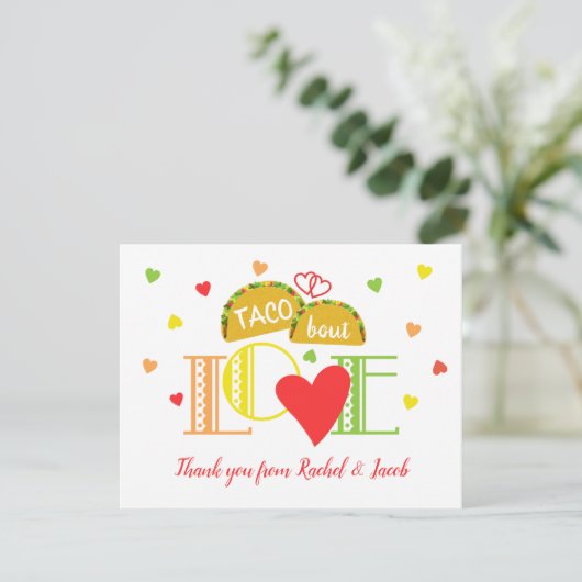 フィエスタタコオブラブカラフルウェディングシャワー サンキューカード (スタンド正面)