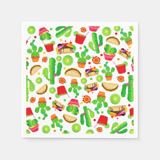 フィエスタタコスタタコ火曜カラフルシンコデマヨ スタンダードカクテルナプキン (正面)