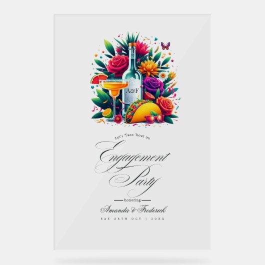 フィエスタタコス&テキーラ婚約パーティウェルカム アクリルサイン (正面)