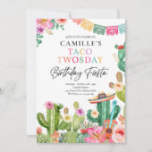 フィエスタタコトゥオズデイウォーターカラーサボテン2nd誕生日 招待状 (正面)