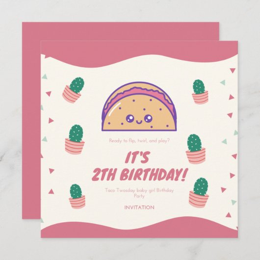 フィエスタタコトゥオズデイサボガールズセカンドバースデーパーティー 招待状 (正面/裏面)
