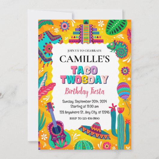 フィエスタタコトウズデイ誕生日 招待状 (正面)