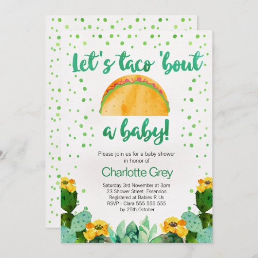 フィエスタタコブオブアベビーベビーシャワー招待状 招待状 (正面/裏面)