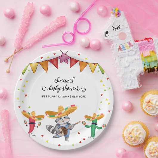 フィエスタタコ'ベビーサボテン動物の赤ちゃんシャワーについて ペーパープレート (パーティー)