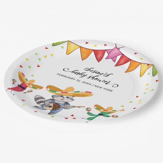 フィエスタタコ'ベビーサボテン動物の赤ちゃんシャワーについて ペーパープレート (アングル)