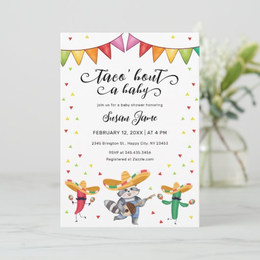 フィエスタタコ'ベビーサボテン動物の赤ちゃんシャワーについて 招待状 (スタンド正面)