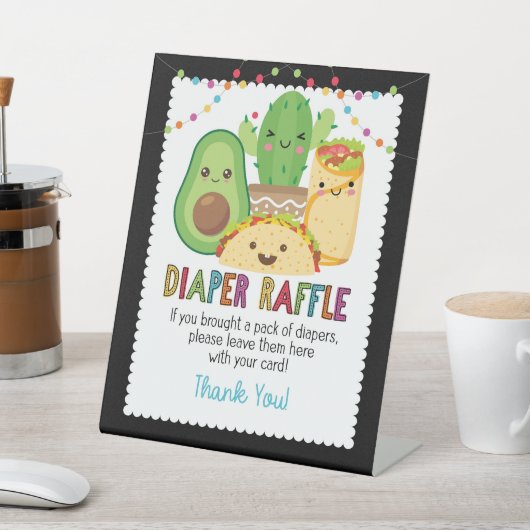 フィエスタタコベビーシャワーおむつラッフルサイン 台座サイン (インサイチュ)
