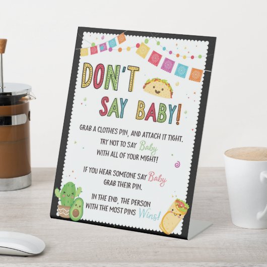 フィエスタタコベビーシャワー言わないベビーゲームサイン 台座サイン (インサイチュ)