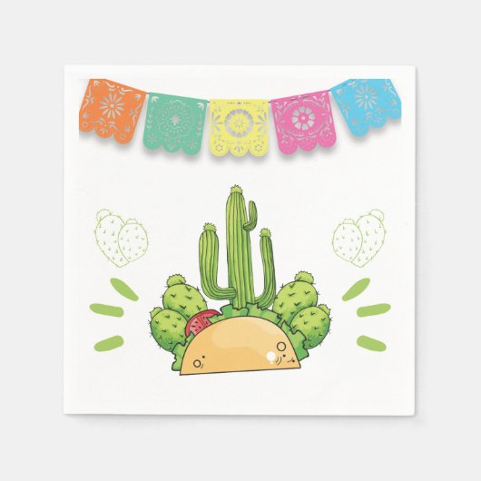 フィエスタタコペーパーナプキンメキシカンサボテンフローラ スタンダードカクテルナプキン (正面)