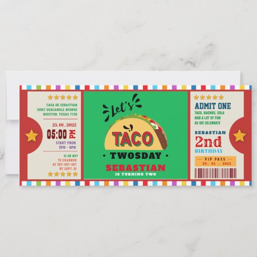 フィエスタタコ二日誕生日チケット 招待状 (正面)