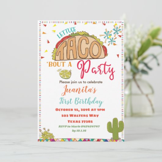 フィエスタタコ誕生日招待状 男女兼用 招待状 (スタンド正面)