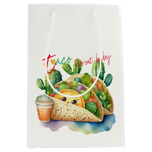 フィエスタタコ'Baby Showerかわいいおもしろいモダン ミディアムペーパーバッグ (正面)