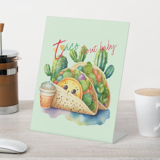 フィエスタタコ'Baby Showerかわいいおもしろいモダン 台座サイン (インサイチュ)