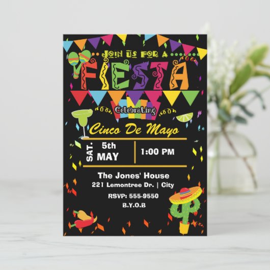 フィエスタチンコデマヨメキシコパーティの招待状 招待状 (スタンド正面)