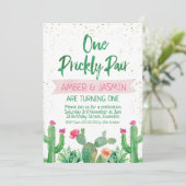 フィエスタツインズワンペックリーペア誕生日招待状 招待状 (スタンド正面)