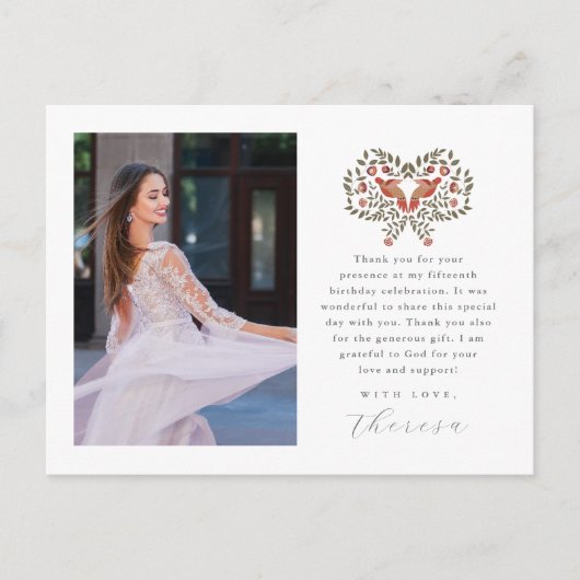 フィエスタツーフォトキンセアニェラフローラありがとう ポストカード (正面)