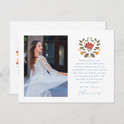 フィエスタツーフォトブルーキンセアニェラフローラありがとう ポストカード (正面/裏面)