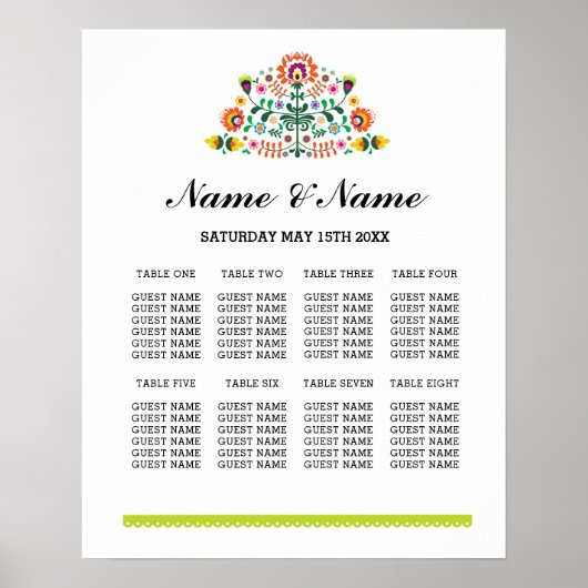 フィエスタテーブルプラン結婚式の日ポスター8席 ポスター (正面)