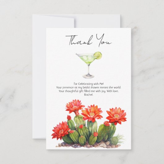 フィエスタテーマカクタスマルティーニブライダルシャワー サンキューカード (正面)