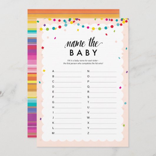 フィエスタテーマベビーシャワーゲーム名ザベビー プログラム (正面/裏面)