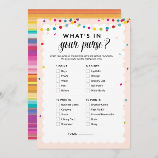 フィエスタテーマ何があなたの財布の赤ちゃんシャワーゲーム プログラム (正面/裏面)