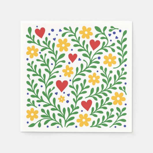 フィエスタデアはっきりしたモカラフルフローラ結婚ズ スタンダードカクテルナプキン (正面)