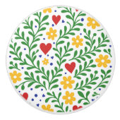 フィエスタデアモールおもしろいカラフルはっきりしたフローラ セラミックノブ (正面)