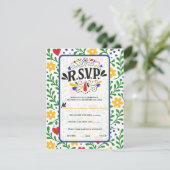フィエスタデアモールはっきりしたカラフルフローラウェディングRSVP 招待状 (スタンド正面)