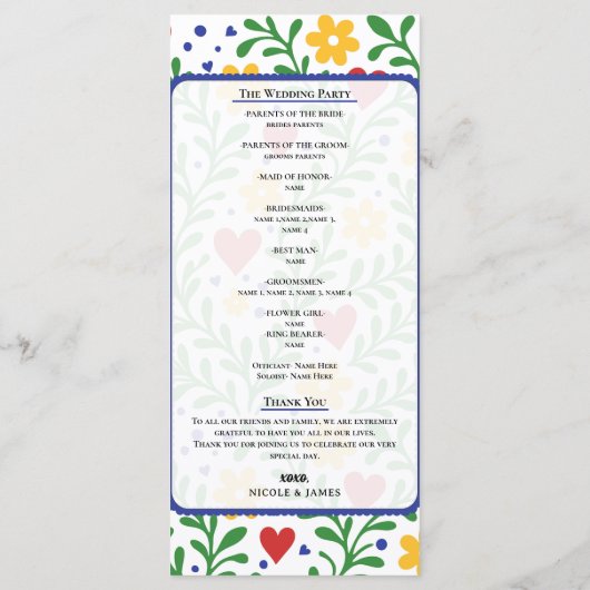 フィエスタデアモールカラフルフローラ結婚式 プログラム (裏面)