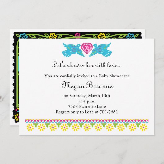 フィエスタデベブラカラフルブバード招待状 招待状 (正面/裏面)