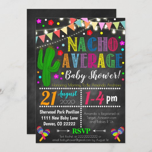 フィエスタナチョアベージベビーシャワー招待状 招待状 (正面/裏面)