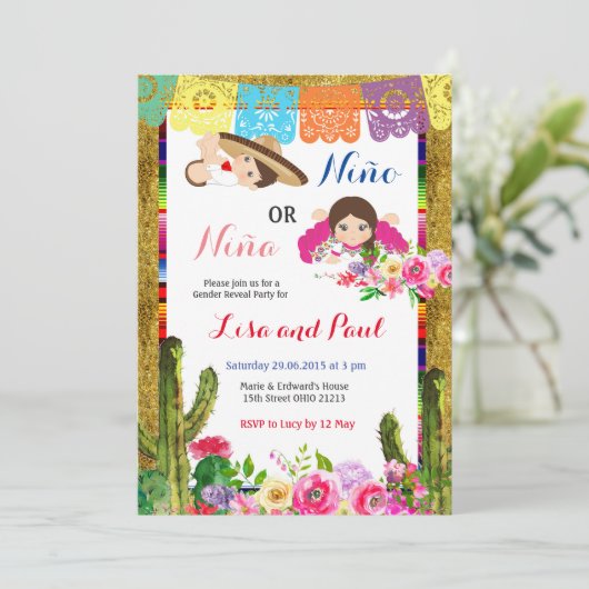 フィエスタニーニョまたはニーニャジェンダーのリビール 招待状 (スタンド正面)