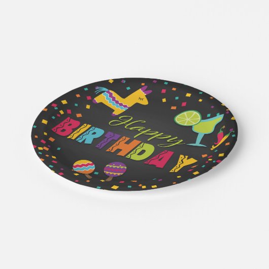 フィエスタハッピーバースデー紙プレート ペーパープレート (アングル)