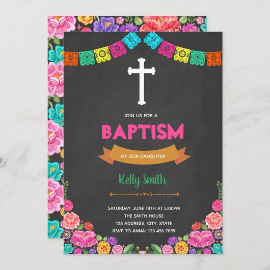 フィエスタバプティスマパーティの招待状 招待状 (正面/裏面)