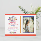 フィエスタバースデーパーティメキシコパターン招待状15 21 招待状 (スタンド正面)