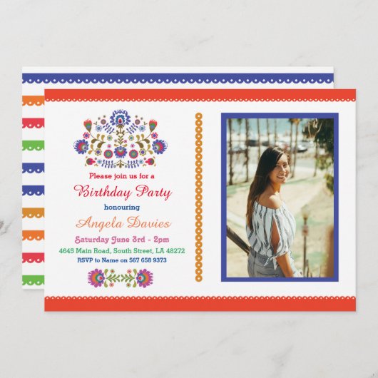 フィエスタバースデーパーティメキシコパターン招待状15 21 招待状