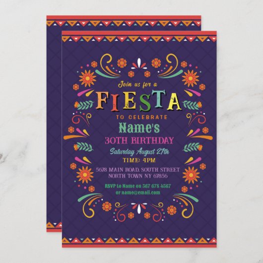 フィエスタバースデーパーティー招待状メキシコハットメキシコ 招待状 (正面/裏面)
