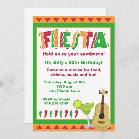 フィエスタパーティの招待状 招待状 (正面/裏面)